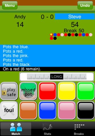 Screenshot from the iPhone app